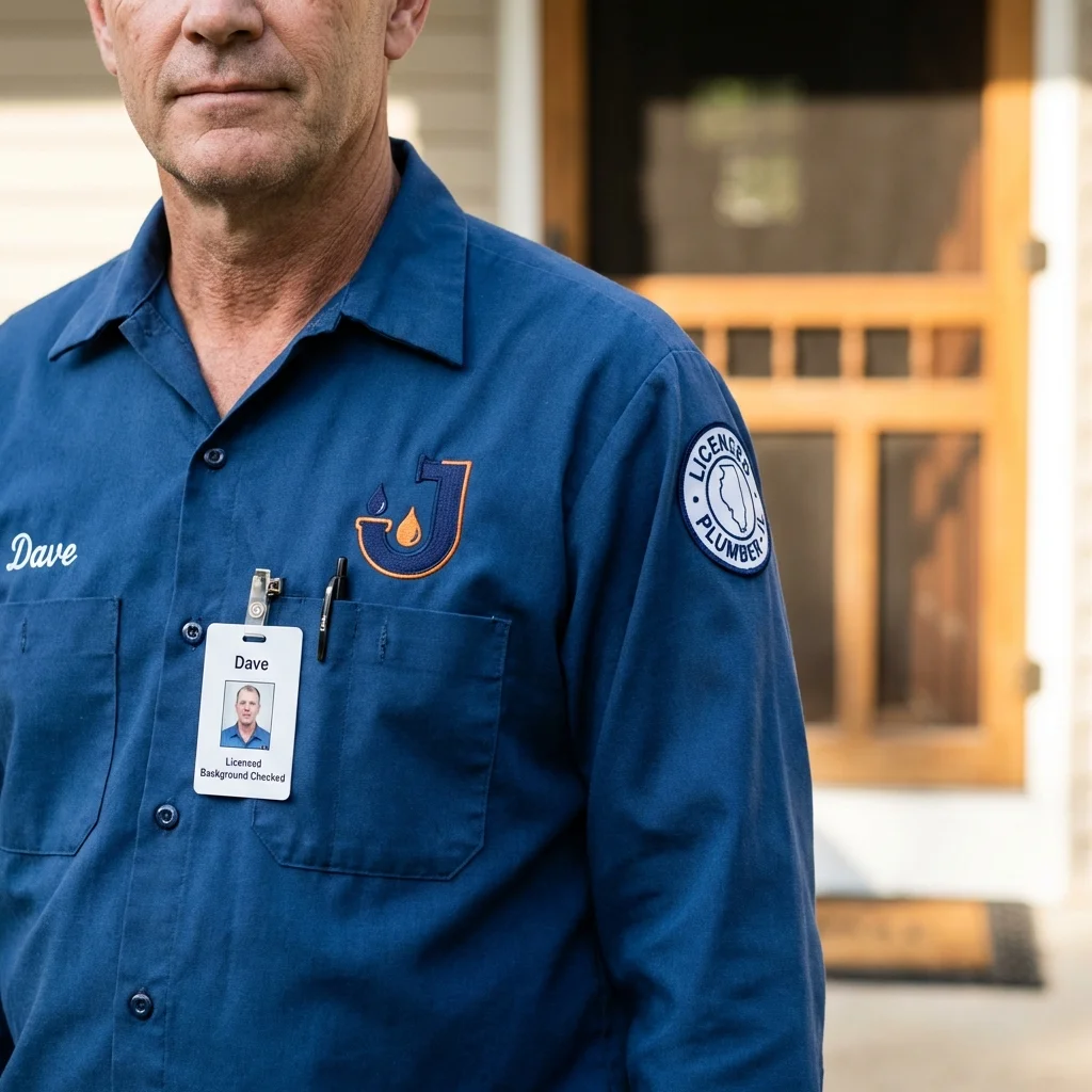 Licensed plumber showing ID badge in Clovis, NM