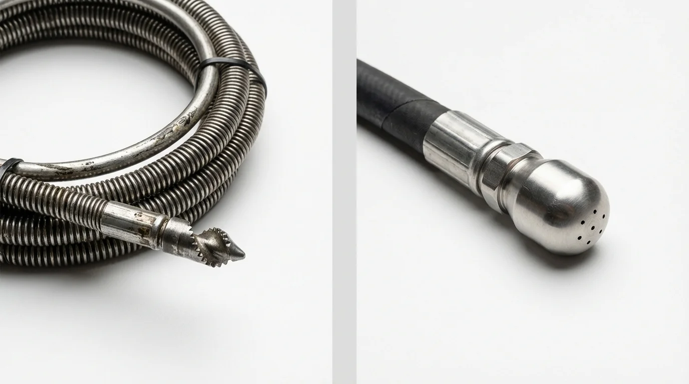 Drain snake cable and hydro jetting nozzle used for drain cleaning in Clovis, NM