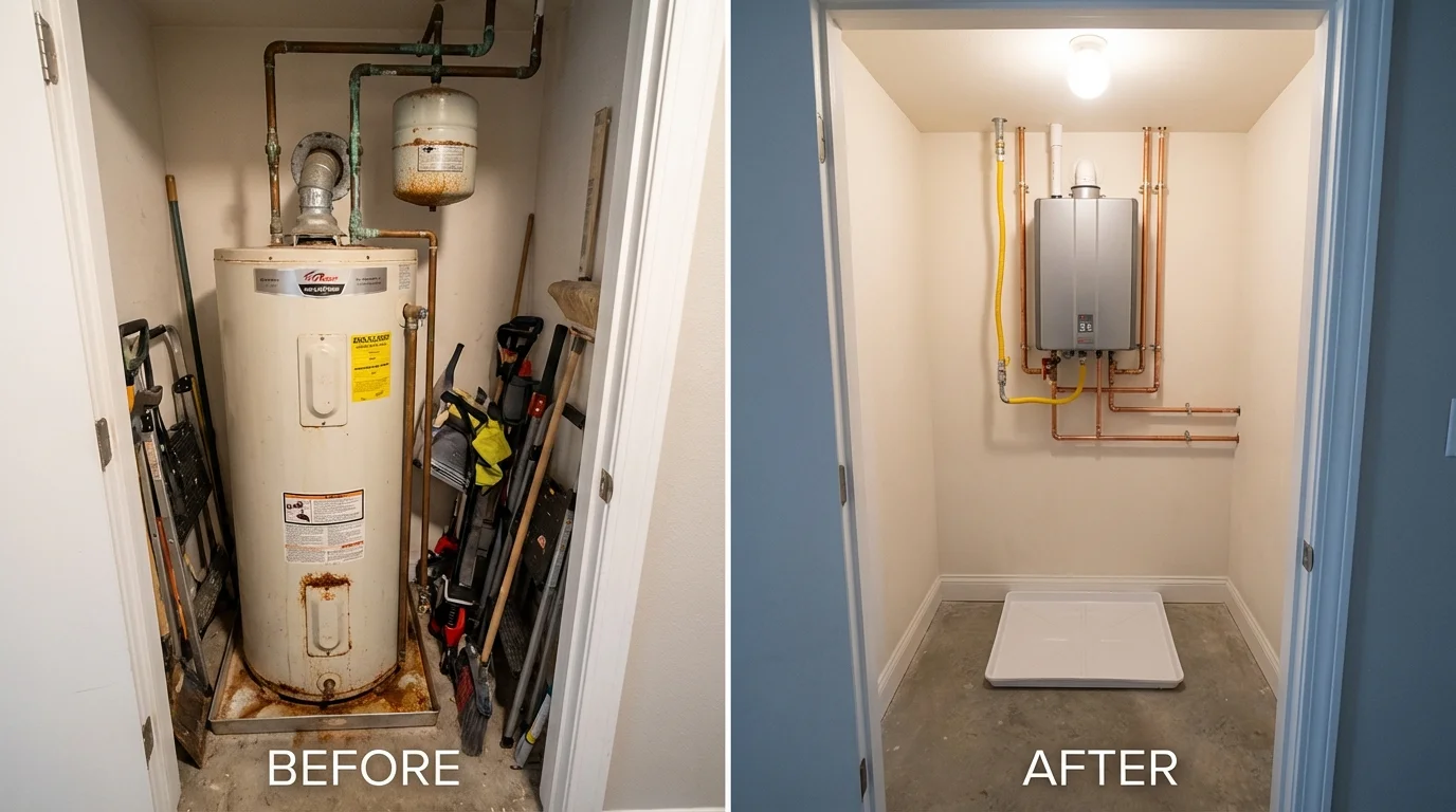 Tank water heater versus wall-mounted tankless unit comparison for Clovis, NM homeowners